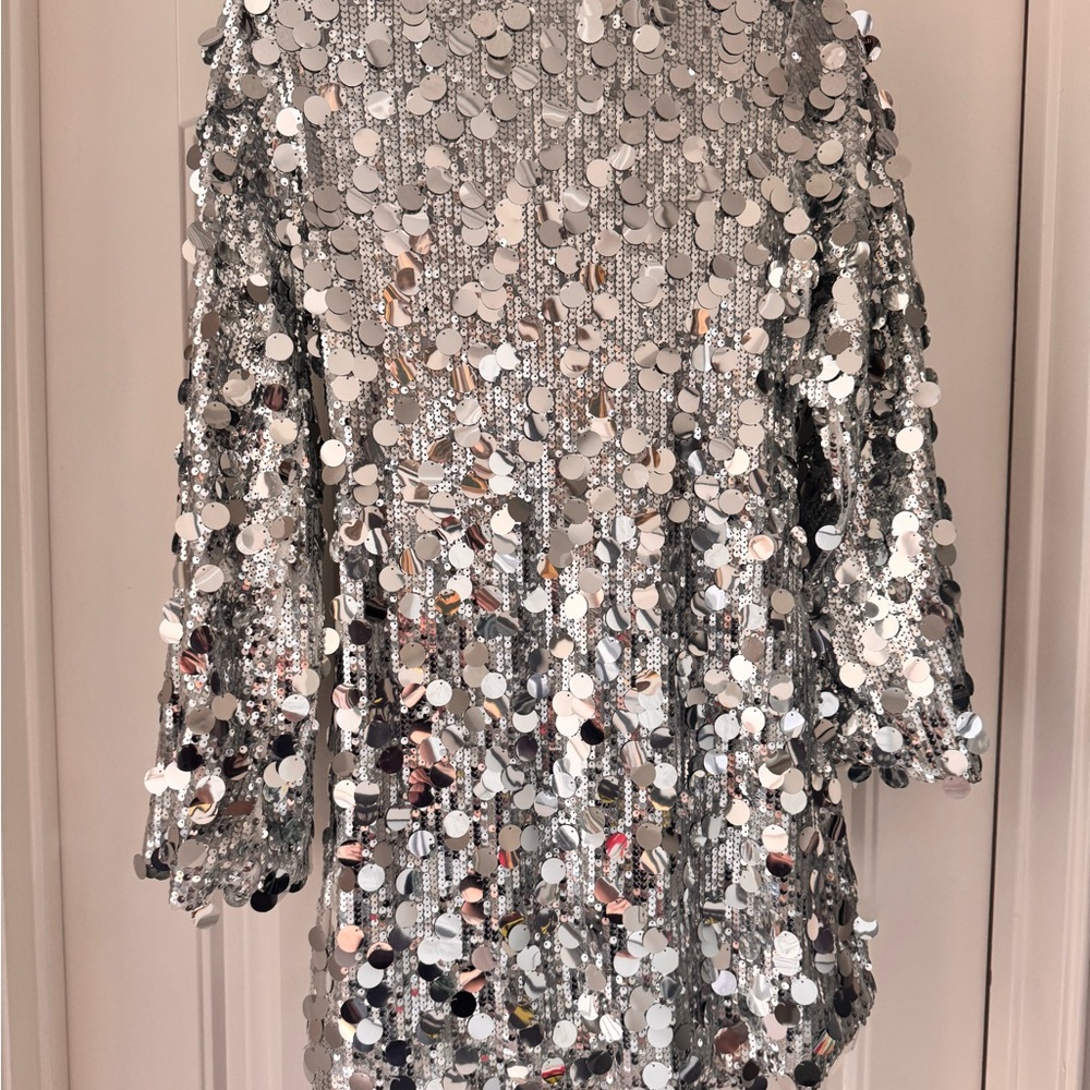 Silver Sequin Wrap Jacket - image 2